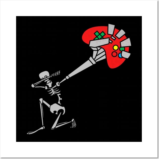 Gaming Skull Dab Floral Skeleton Wall Art by SkullGrungeSHOP